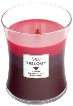 WoodWick Trilogy Sun Ripened Berries geurkaars met houten lont voor vrouwen