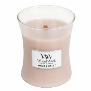 WoodWick Vanilla & Sea Salt geurkaars met houten lont 275 g