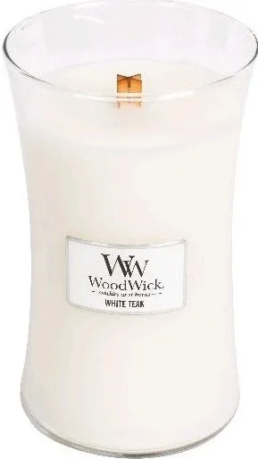 WoodWick White Teak geurkaars met houten lont voor vrouwen