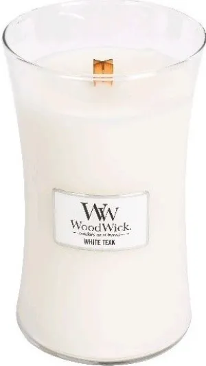 WoodWick White Teak geurkaars met houten lont 609,5 g