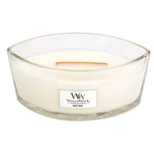 WoodWick White Teak geurkaars met houten lont 453,6 g