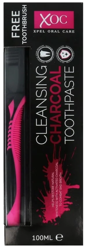 Xpel Charcoal wittende tandpasta met actieve kool + tandenborstel