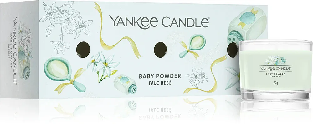 Baby Powder votiefkaars in glas 3 x 37 g 3x37 g