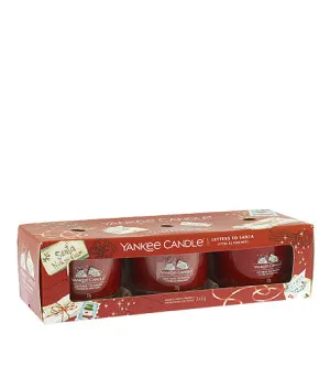 Yankee Candle Letters To Santa votiefkaars in glas 3 x 37 g