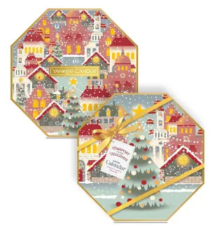 Yankee Candle Passport to the Holidays adventskalender krans theelicht 24x9,8 g + glazen houder