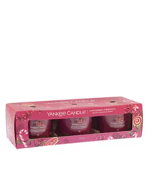 Yankee Candle Peppermint Pinwheels votiefkaars in glas 3 x 37 g