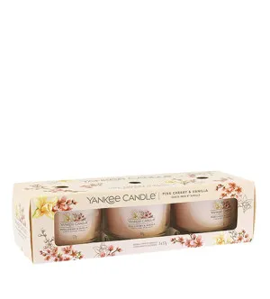 Yankee Candle Pink Cherry & Vanilla set in glas 3 x 37 g