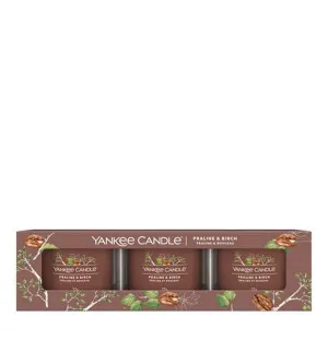 Yankee Candle Praline & Birch votiefkaars in glas 3 x 37 g