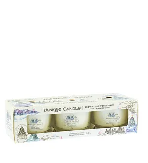 Yankee Candle Snow Globe Wonderland votiefkaars in glas 3 x 37 g