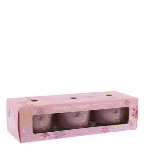Yankee Candle Snowflake Kisses votiefkaars in glas 3 x 37 g