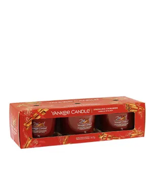 Yankee Candle Sparkling Cinnamon votiefkaars in glas 3 x 37 g