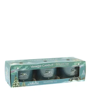 Yankee Candle Winter Night Stars votiefkaars in glas 3 x 37 g