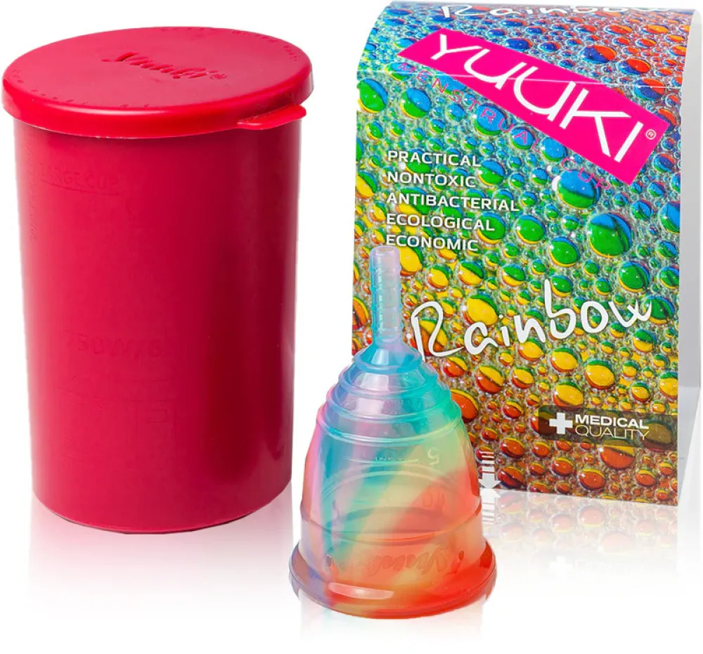 Yuuki Regenboog Menstruatiecup - Klein Zacht - incl. sterilisatiecup