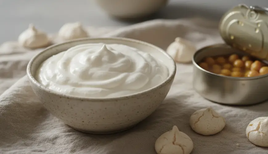 Aquafaba oftewel vloeistof van kikkererwten vervangt eieren bij het bakken