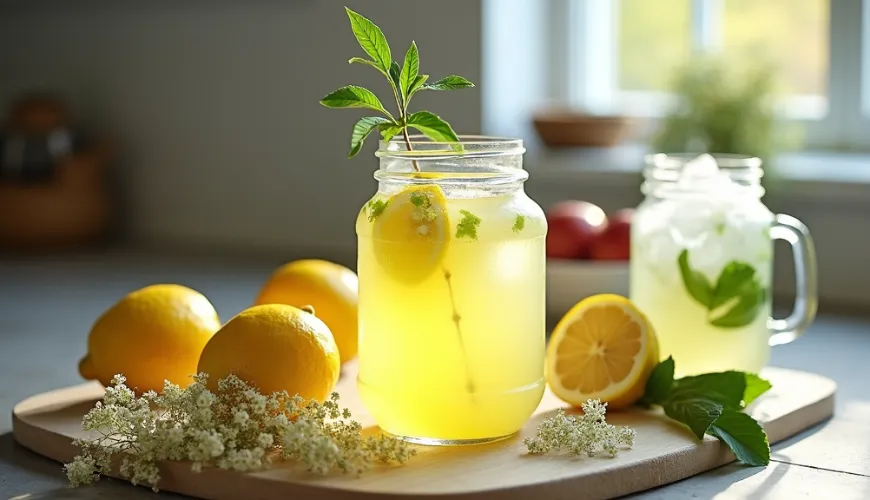 Vlierbessenlimonade is de ideale verfrissing voor zonnige dagen.