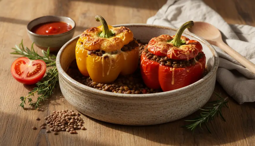 Linzenragout als vulling voor gevulde paprika's