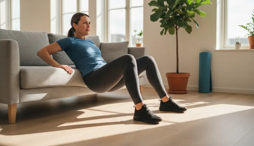 Hip thrust op de bank als thuistraining voor sterke bilspieren
