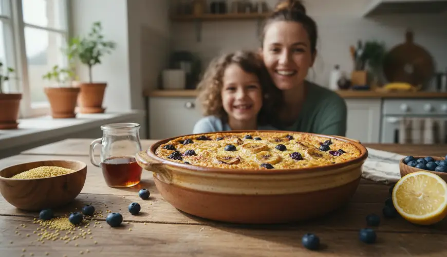 Gierststoofpudding met fruit is een geweldig gezond dessert voor het gezin