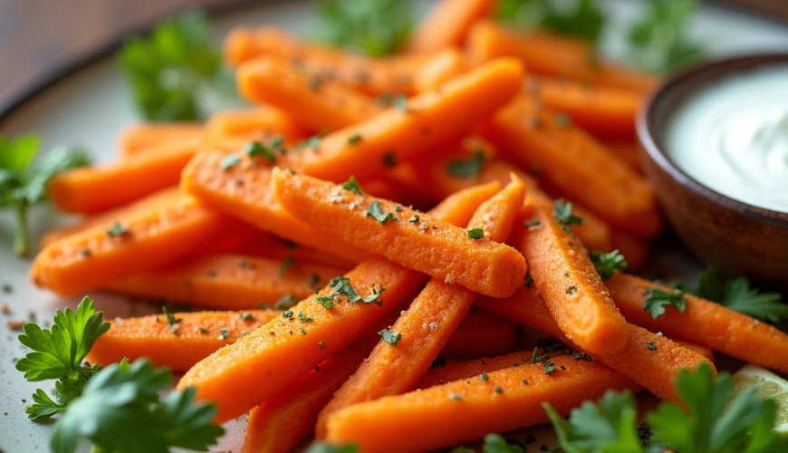 Wortelfrietjes kunnen aardappelfrietjes vervangen, omdat ze lichter, geurig en prachtig te kruiden z