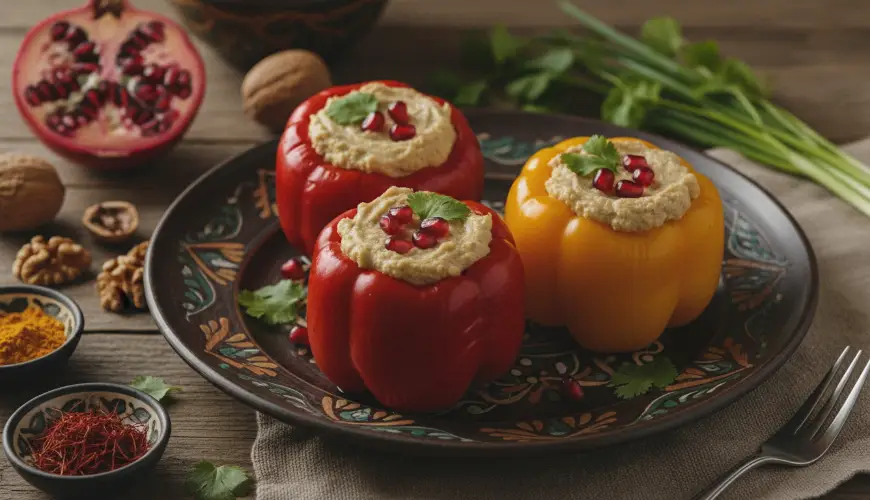 Gevulde paprika's volgens een Georgisch recept met walnoten