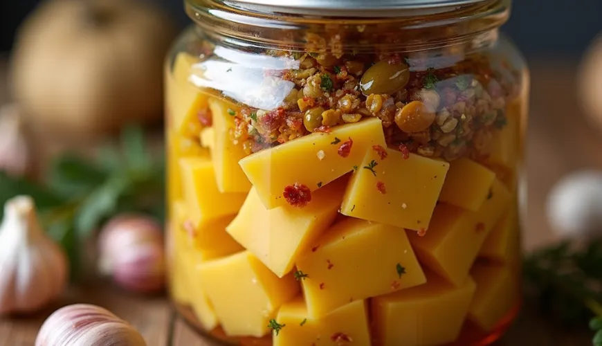 Recept voor ingelegde kazen die uw gasten op de bruiloft zullen betoveren