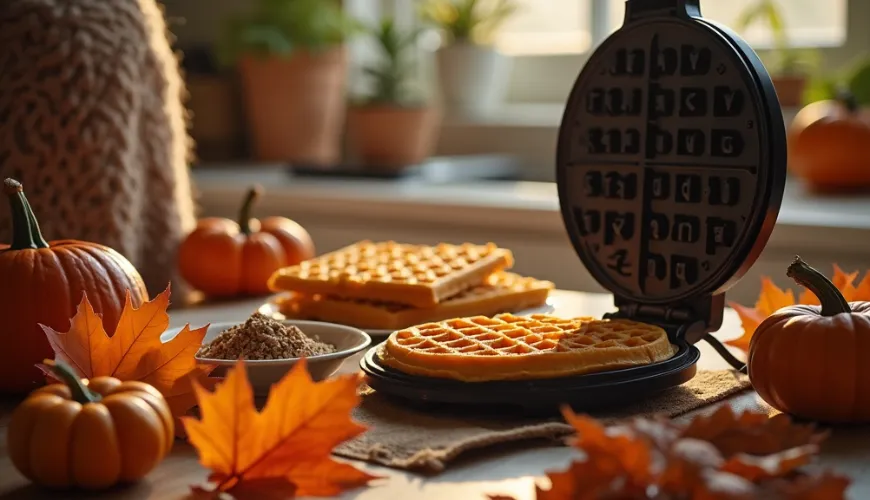 Met pompoenwafels geniet je bij elke hap van de herfstsmaken.