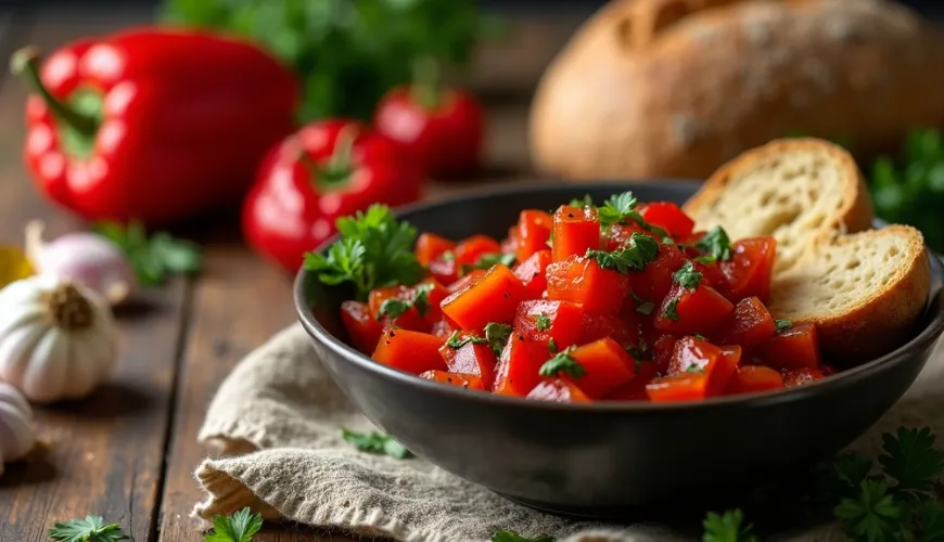 Salade van geroosterde paprika's en tomaten voor een perfecte zomerse verfrissing