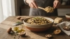 Hartig havermout met paddenstoelen als gezond alternatief voor risotto