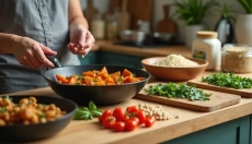 Einde aan het koken van vier maaltijden voor één avondeten