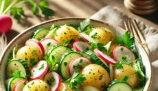Probeer de zomerse aardappelsalade vol met frisse smaken