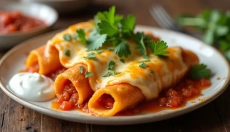 Enchilada bereiden met zelfgemaakte saus voor een smaak zoals uit Mexico