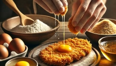 Het geheim van een knapperig korstje ligt in het zorgvuldig paneren.