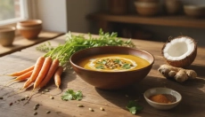 Vyzkoušejte crème van geroosterde wortel en gember met kokosmelk