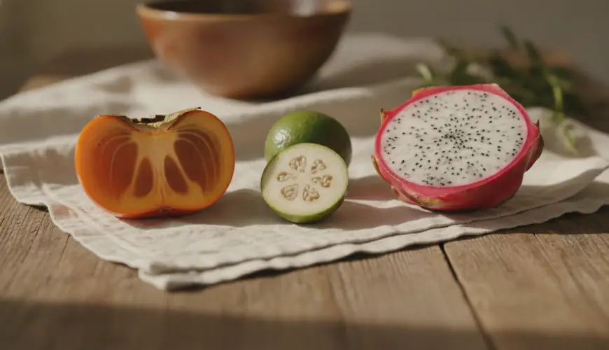 Probeer het exotische fruit kaki, feijoa en pitahaya